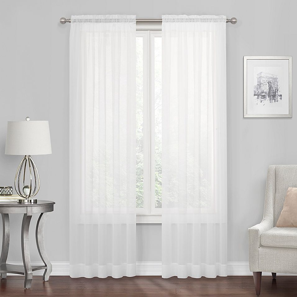 Solid Voile Rod Pocket Single Panel, COLOR: White