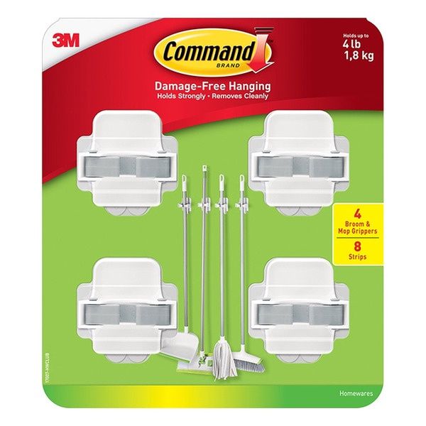 3M Command Broom &amp; Mop Grippers and Strips, 4 count - RETAIL - $14.99