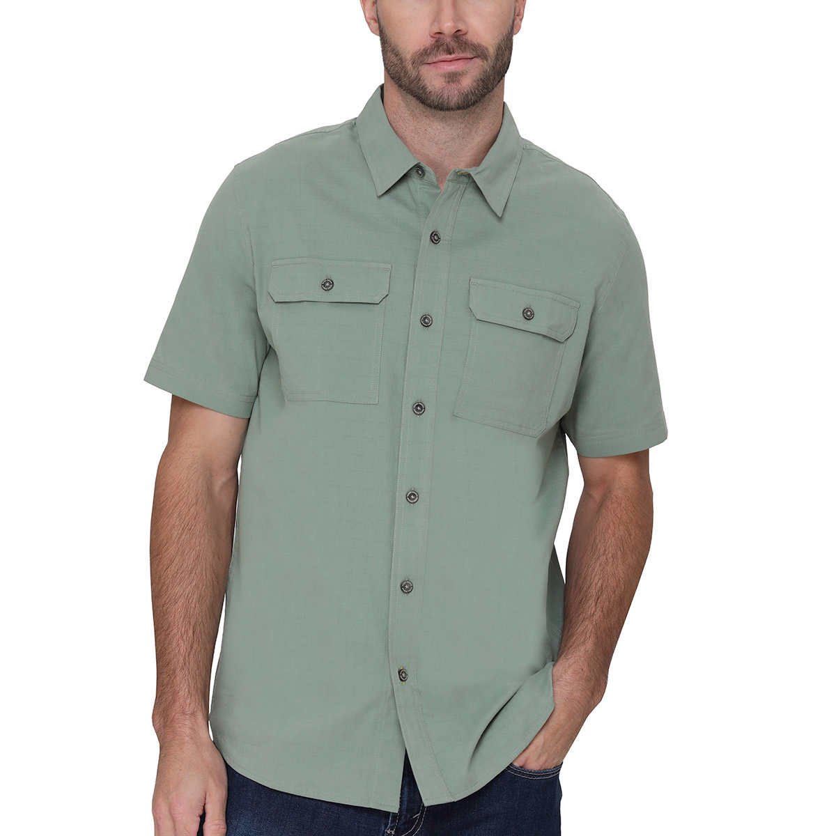 SIERRA DESIGN MEN&#39;S SHORT SLEEVE WOVEN SHIRT - RETAIL - $32.50