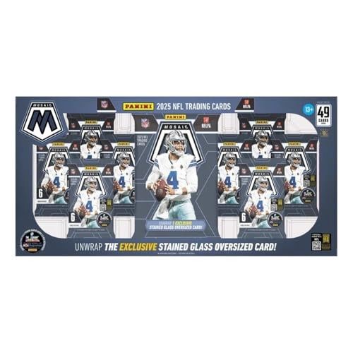 2025 Panini Mosaic Football Flagship Collection Trading Card Box (1 Stained Glass Oversized Card per Box) - Retail $65.88