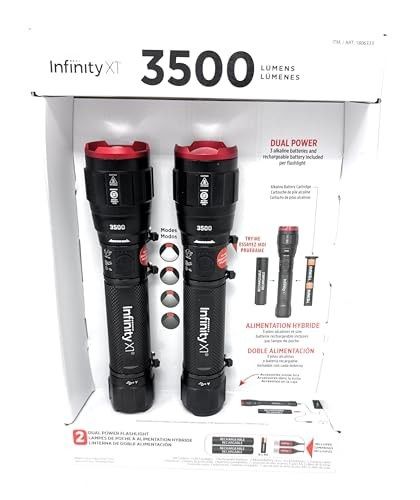 Infinity X1 3500 Lumen Dual Power Flashlight 2-Pack – High-Performance LED, Rechargeable or Alkaline Powered, 4 Light Modes, USB-C Charging, Include - Retail $39.99