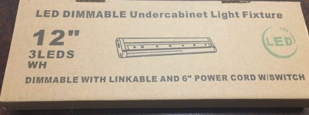 LED White Dimmable Undercabinet Light Fixture, COLOR: White, Size: 12"