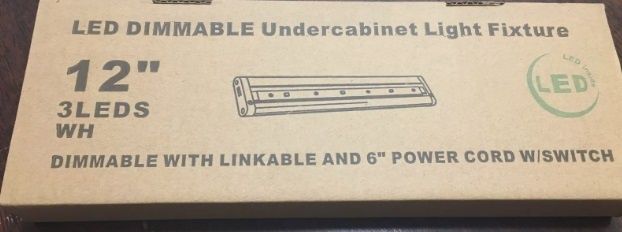 LED White Dimmable Undercabinet Light Fixture, COLOR: White, Size: 12"