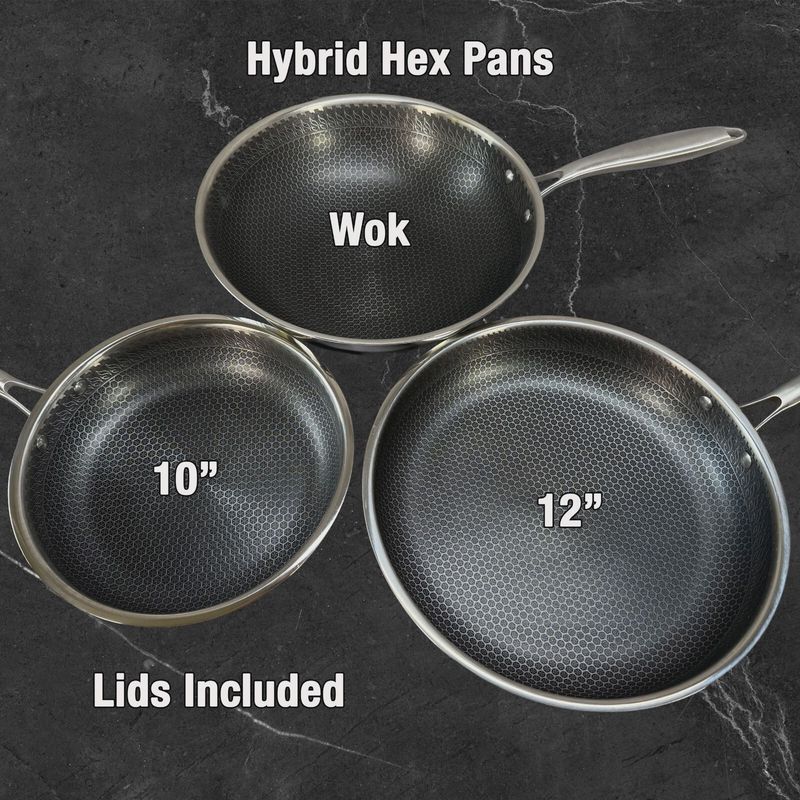 KFO Premium Hex Frying Pan w/ Lid – Stainless Steel Hybrid Design