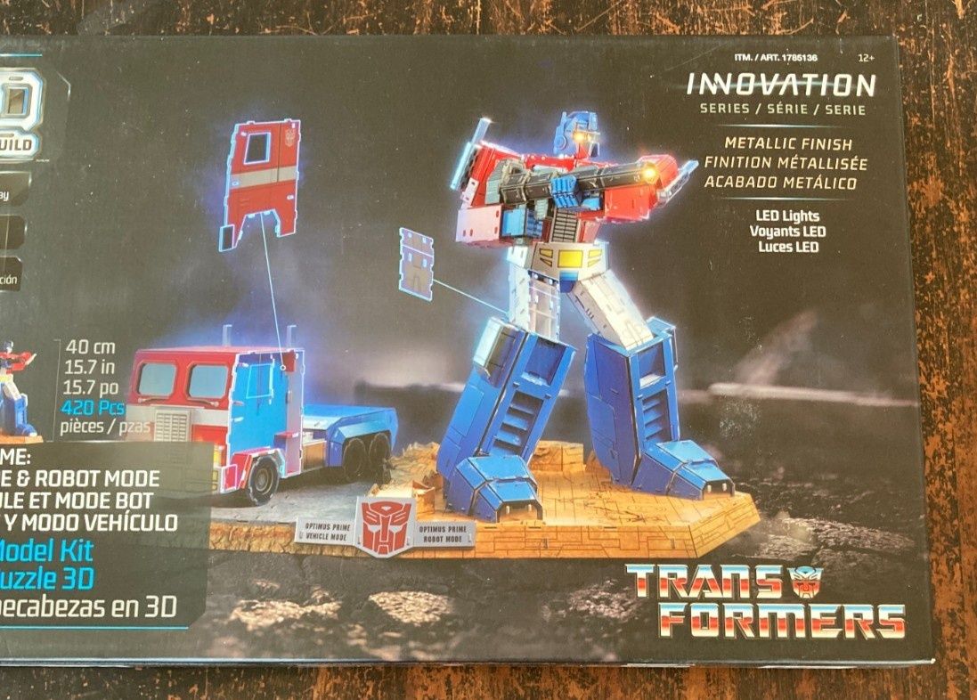 Transformers Optimus Prime 3D Model Puzzle Kit LED Lights 420 Piece New! NIB Retail