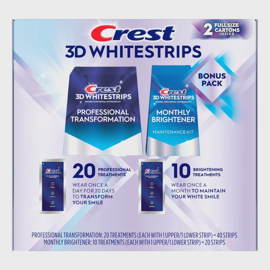 Crest 3D Whitestrips 20 Professional Treatments with 10 Bonus Brightening Treatments  Retail - $32.99