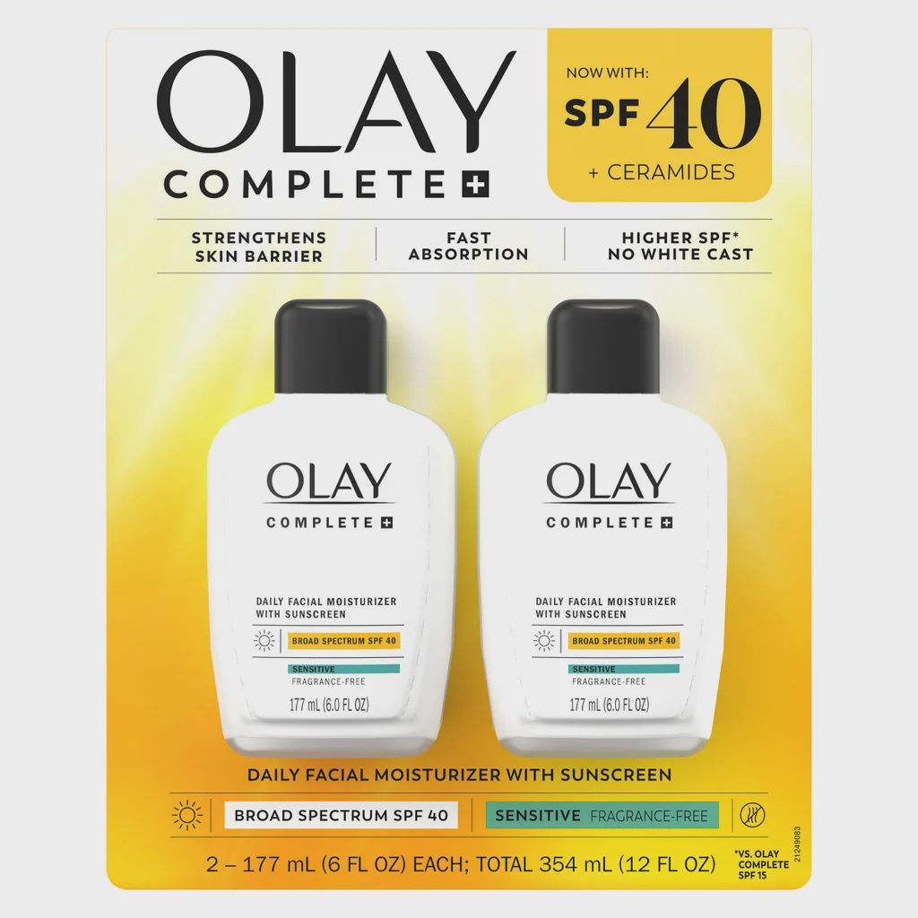 Olay Complete+ Moisturizer with SPF 40 Sensitive, 6 fl oz, 2-pack .Retail $187