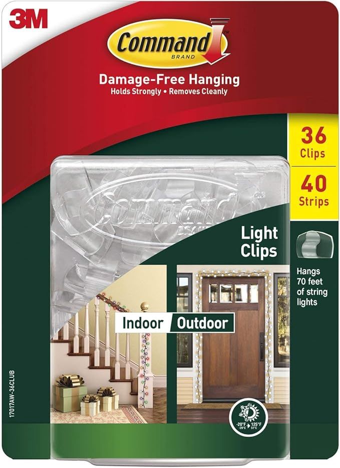 Command Indoor/Outdoor 36 Plastic Light Clips and 40 Strips - Clear    Retail $14.99