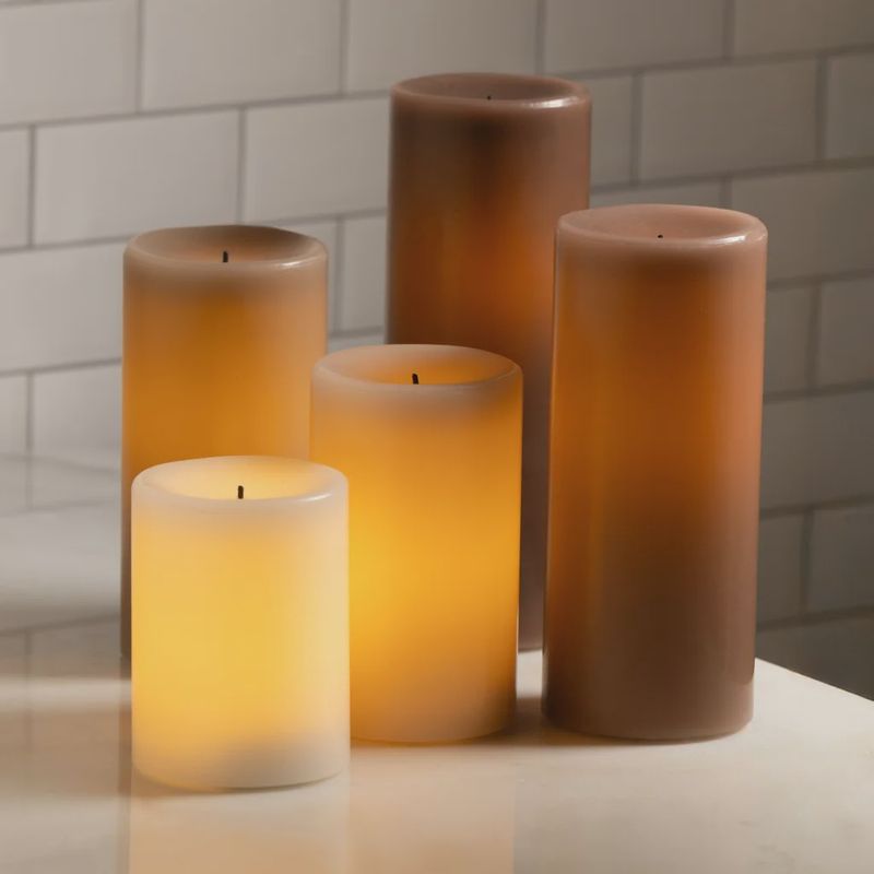 Fusion Warm Ombre LED Black Wick Candle Set with Remote, 5-piece