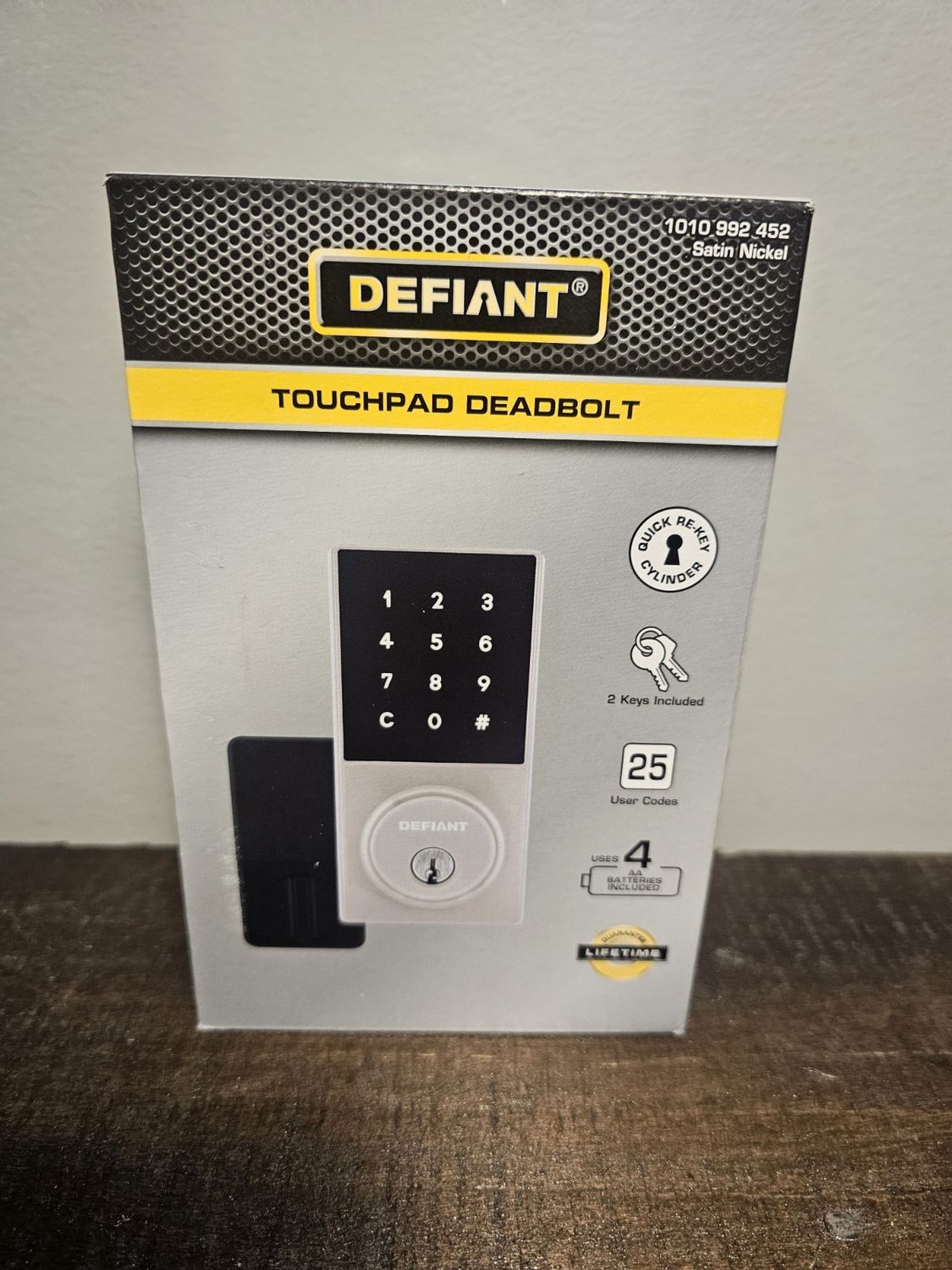 Defiant Touchpad Deadbolt Satin Nickel 1010 992 452 Quick Re-key 25 Users W/keys - Retail $29.99