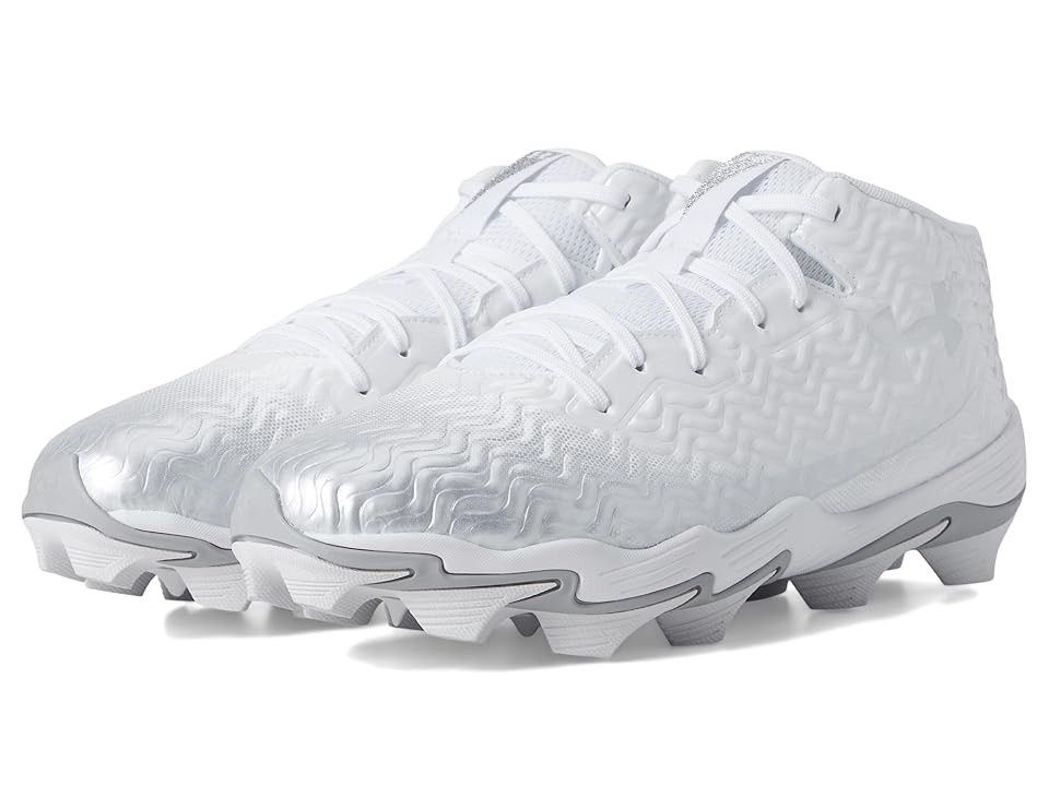 Under Armour Spotlight Hammer Football Cleats Men's Cleated Shoes White/Metallic Silver/Metallic Silver : Medium, Synthetic - Retail $49.99, Size: 7.5D