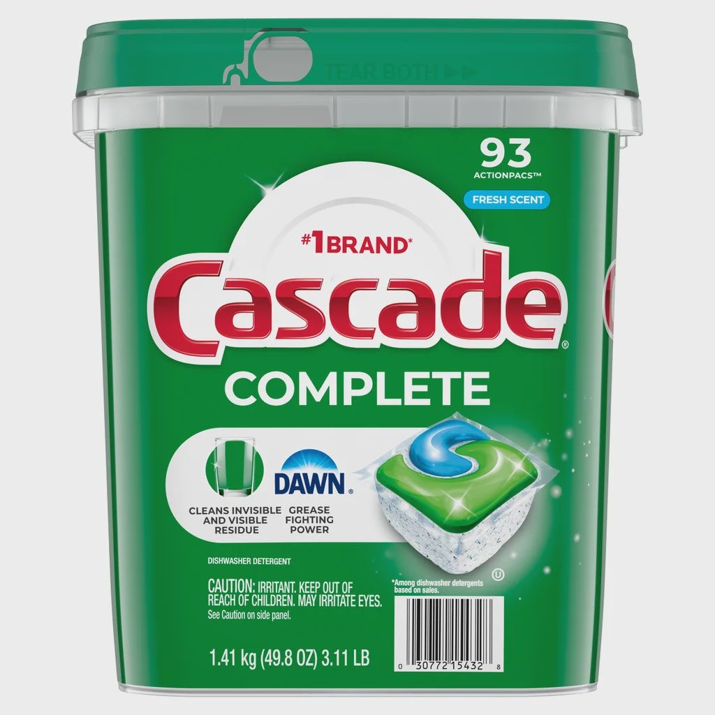 Cascade, type: Complete Dishwasher Detergent ActionPacs, Fresh, 93-count