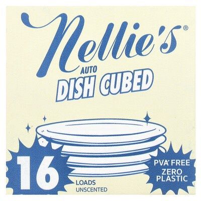 Nellie S Dish Cubed Eco-Conscious Dishwasher Detergent Unscented 16 Loads