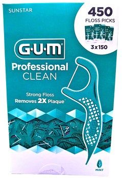 GUM Professional Clean Floss Picks 3 Packs X 180