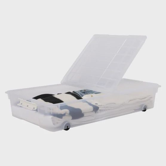 Greenmade InstaView 57 Quart Underbed Storage Bin with Wheels,