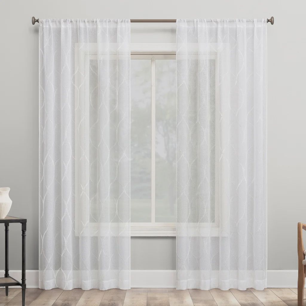 Portside Embroidered Trellis Sheer Curtains, 2-pack Retail 32.99