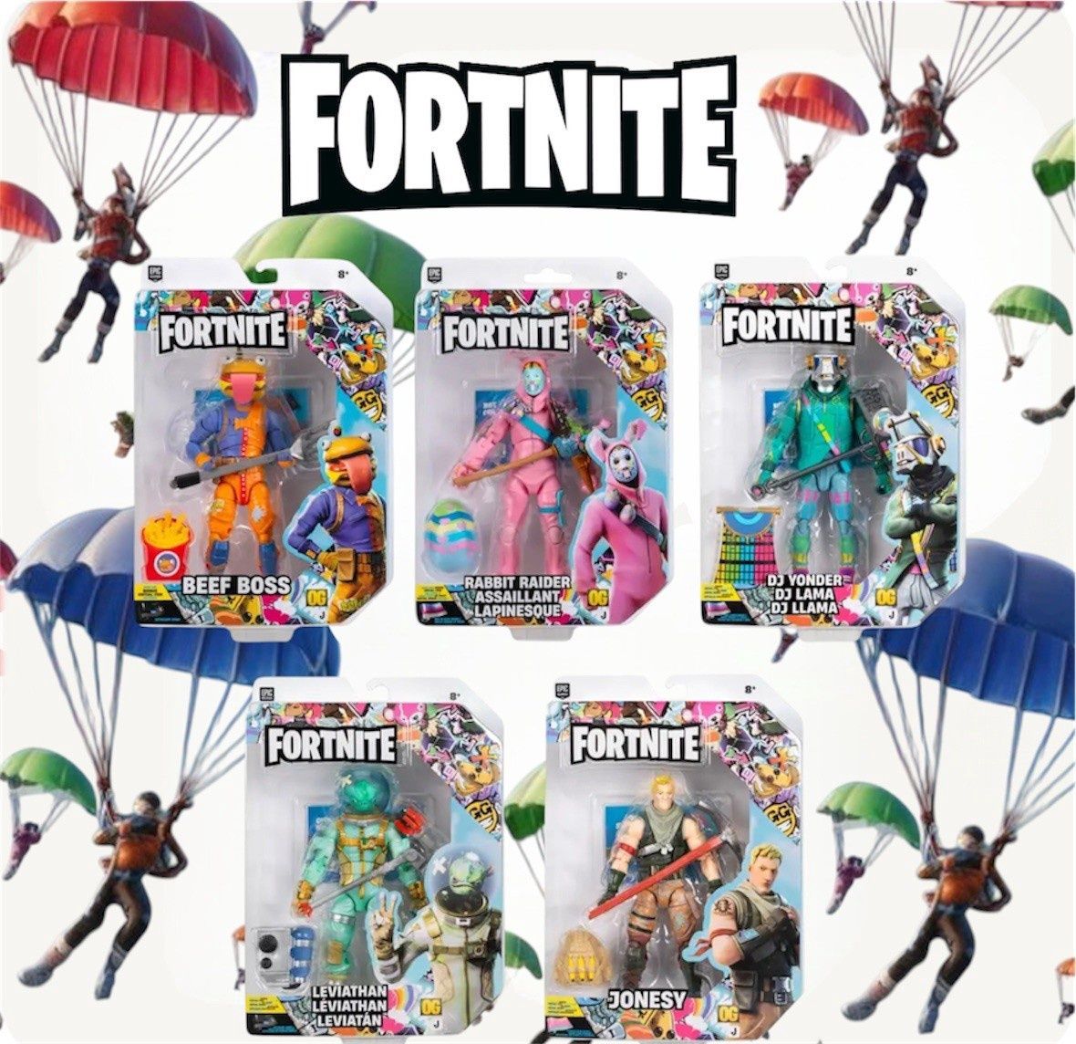 Fortnite Legendary Series Leviathan DJ Yonder Jonsey Rabbit Raider &amp; Beef Boss Action Figure