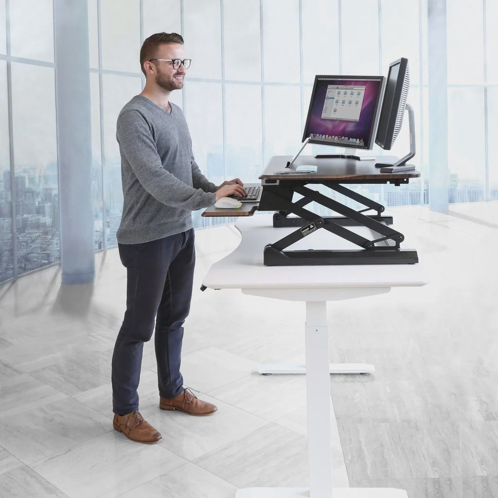 Seville Classics airLIFT PRO 35.4" Electric Sit-Stand Desk Riser with USB Charging Port &amp; Tablet Slot - Retail $229.99