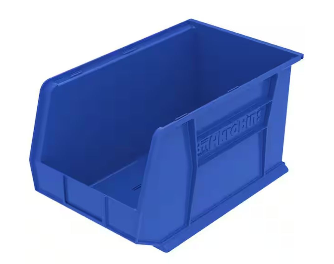 Akro-Mils 30260 Plastic Stackable Shelf Bins/ Storage Totes, 18 in. x 11 in. x 10 in. Blue - Retail $26.99