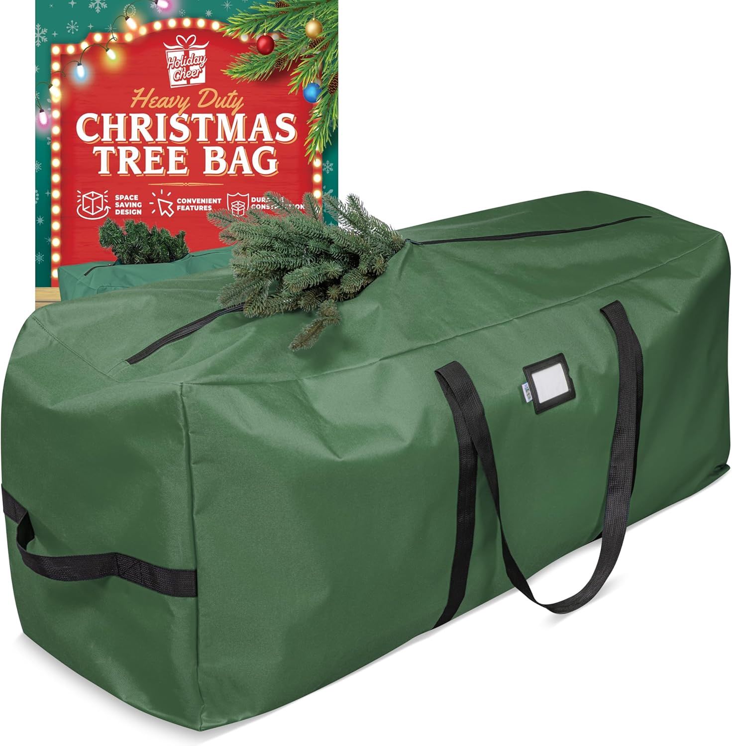 Holiday Cheer Christmas Storage , Waterproof with Durable Handles &amp; Zipper Xmas Tree Storage Bag (Green) Retail $79.99