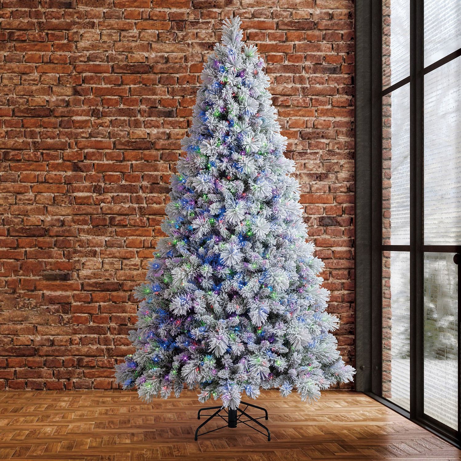 7.5' Pre-Lit Flocked Micro LED with Twinkle Christmas Tree - Retail $329.99