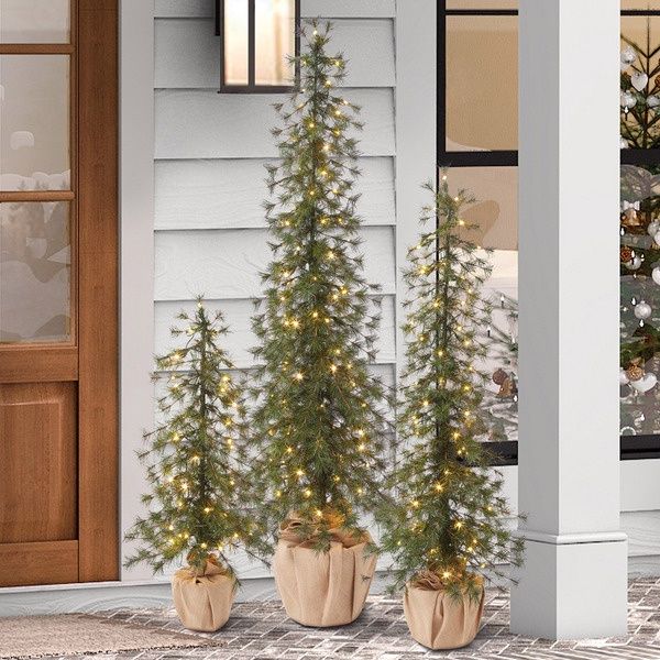Alpine Artificial Trees with LED Lights, Set of 3 - Retail $99.99