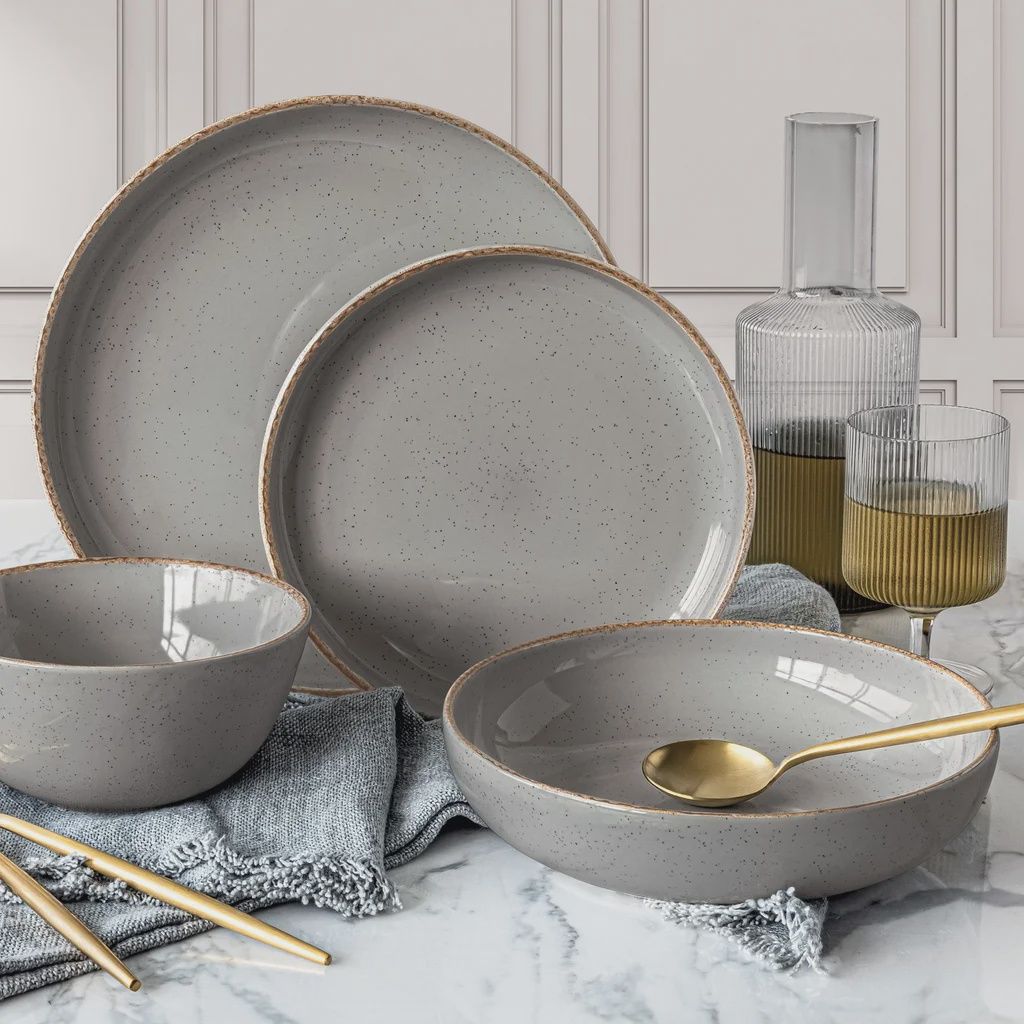 over&amp;back Options 16-piece Dinnerware Set - Retail $49.99, COLOR: Gray, CONDITION: Like New