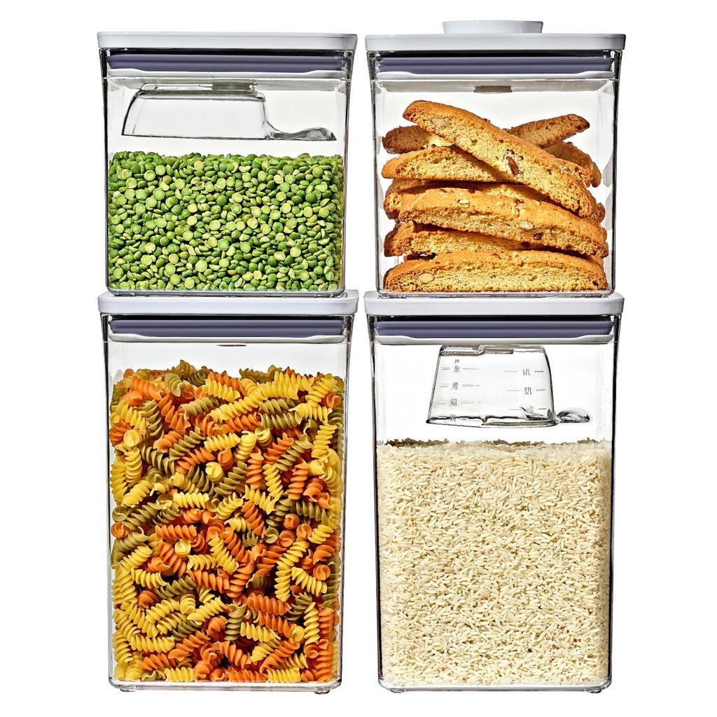 OXO SoftWorks 4-piece POP Container Set with Rice Measuring Cup &amp; Scoop - Retail $47.99