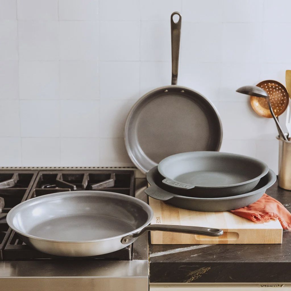 Made In 4-piece CeramiClad Non-Stick Frying Pan Set - Retail $229.99