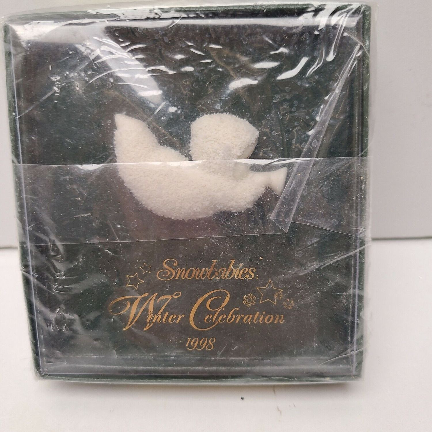 Snowbabies Bisque Frienship Pin Winter Celebration 1998 Brooch 68887 W/ Box
