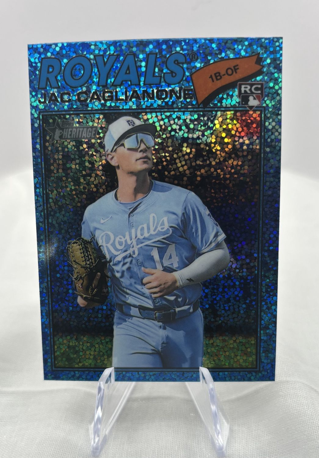 2026 Topps Heritage - Jac Caglianone #136 (Blue Sparkle Refractor)
