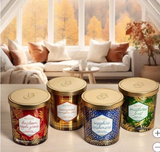 BELLEVUE 10OZ CANDLES 4PK - Retail $20.00