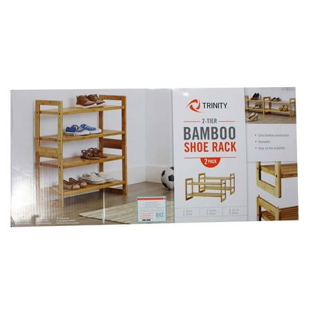 Trinity 2-Tier Bamboo Shoe Rack 2 Pack - Retail $50.00