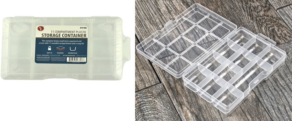 11 Compartment Plastic Storage Box With Lock (7-1/2" x 5" x 1-1/2")