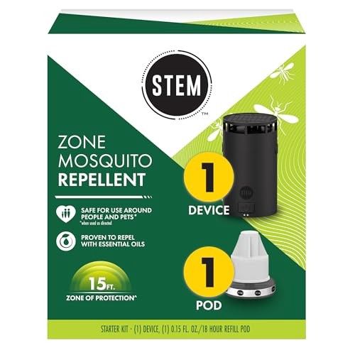 STEM Zone Mosquito Repellent Device Starter Kit with Refill Pod Easy-to-Use Outdoor Insect Protection with Proven Essential Oils People and Pet Safe