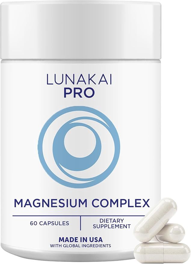Lunakai USA Made 7-in-1 Magnesium Complex for Women &amp; Men - 405mg Blend with B6 P-5-P for Daily Muscle, Sleep, Stress &amp; Energy Support, Non-GMO Supplement, 60 Capsules