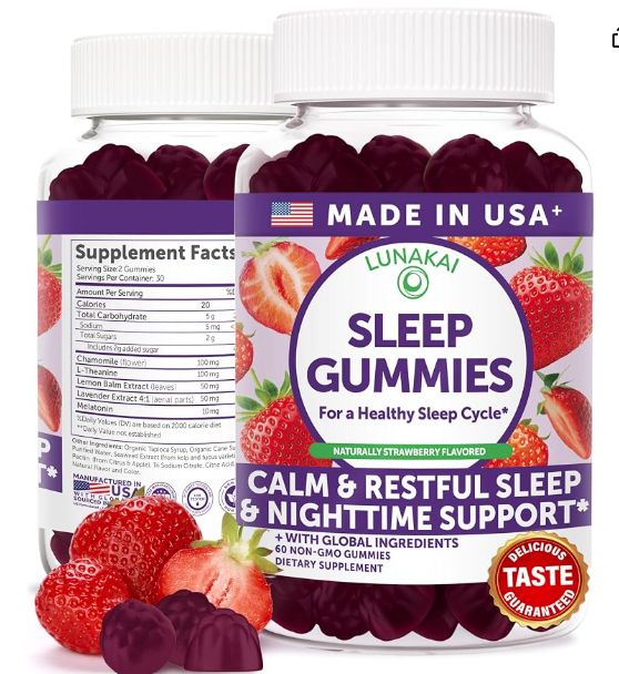 Lunakai Sleep Gummies for Adults with Melatonin 10mg &amp; L-Theanine - Retail $19.91