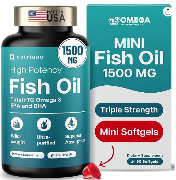 Mini Fish Oil Softgels – Triple Strength – Advanced Formula - 1800mg Omega 3 with EPA &amp; DHA – Smaller Than a Dime - Retail $19.95