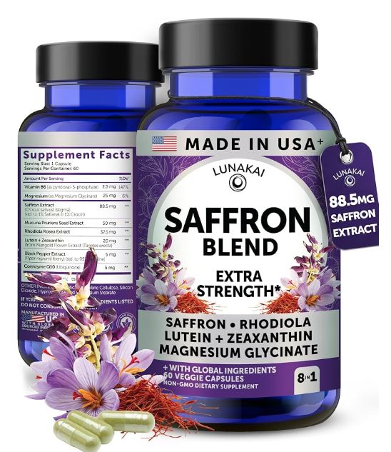 Lunakai USA Made Saffron+ Supplement for Adults, 88.5mg - Retail $19.91