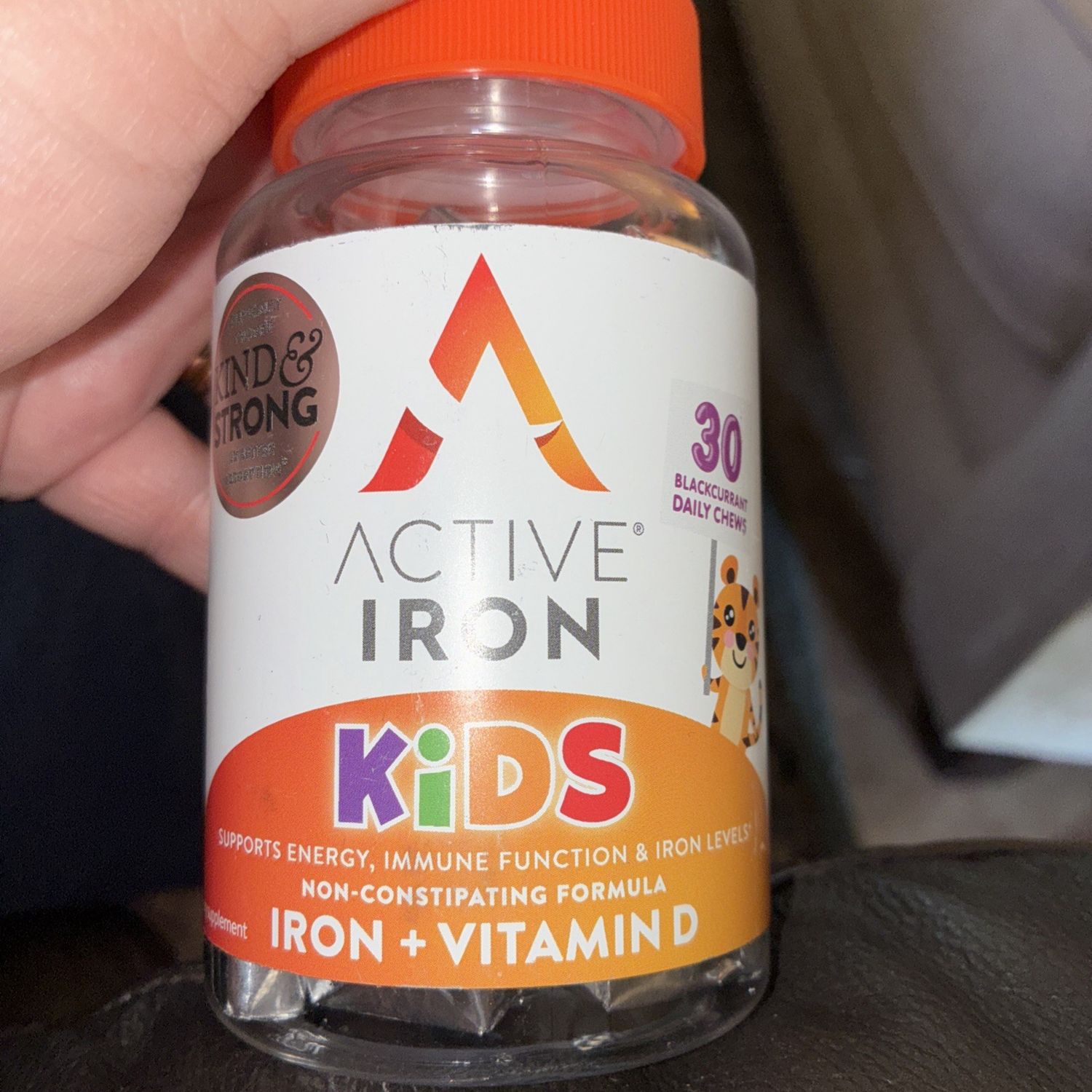 Active Iron Kids 7mg Iron Supplements for Kids + Vitamin D 30 Chews - Retail $15.49