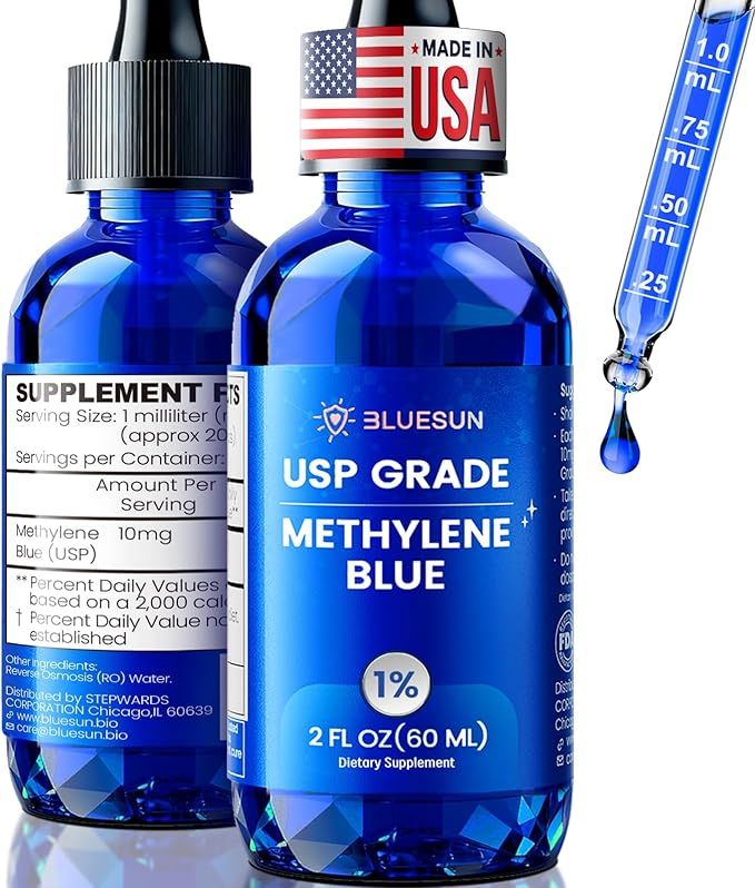 Bluesun Methylene Blue Drops 1% Pharmaceutical Grade - Made in USA