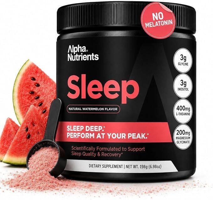 Sleep Powder, Magnesium Glycinate, Glycine Powder for Sleep, L-Theanine and Inositol, Melatonin-Free Supplement for Adults