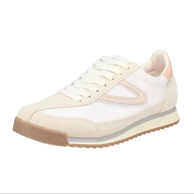 Tretorn "Hailey" Women’s, Leather &amp; Nylon Canvas, Sneaker (White / Pink) - (Size 8) -  Retail - $40