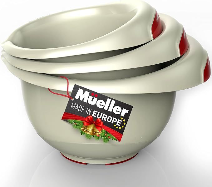 Mueller Mixing Bowls Set of 3, Heaviest Duty Baking Bowl Mixing Set with Non-slip Bottom