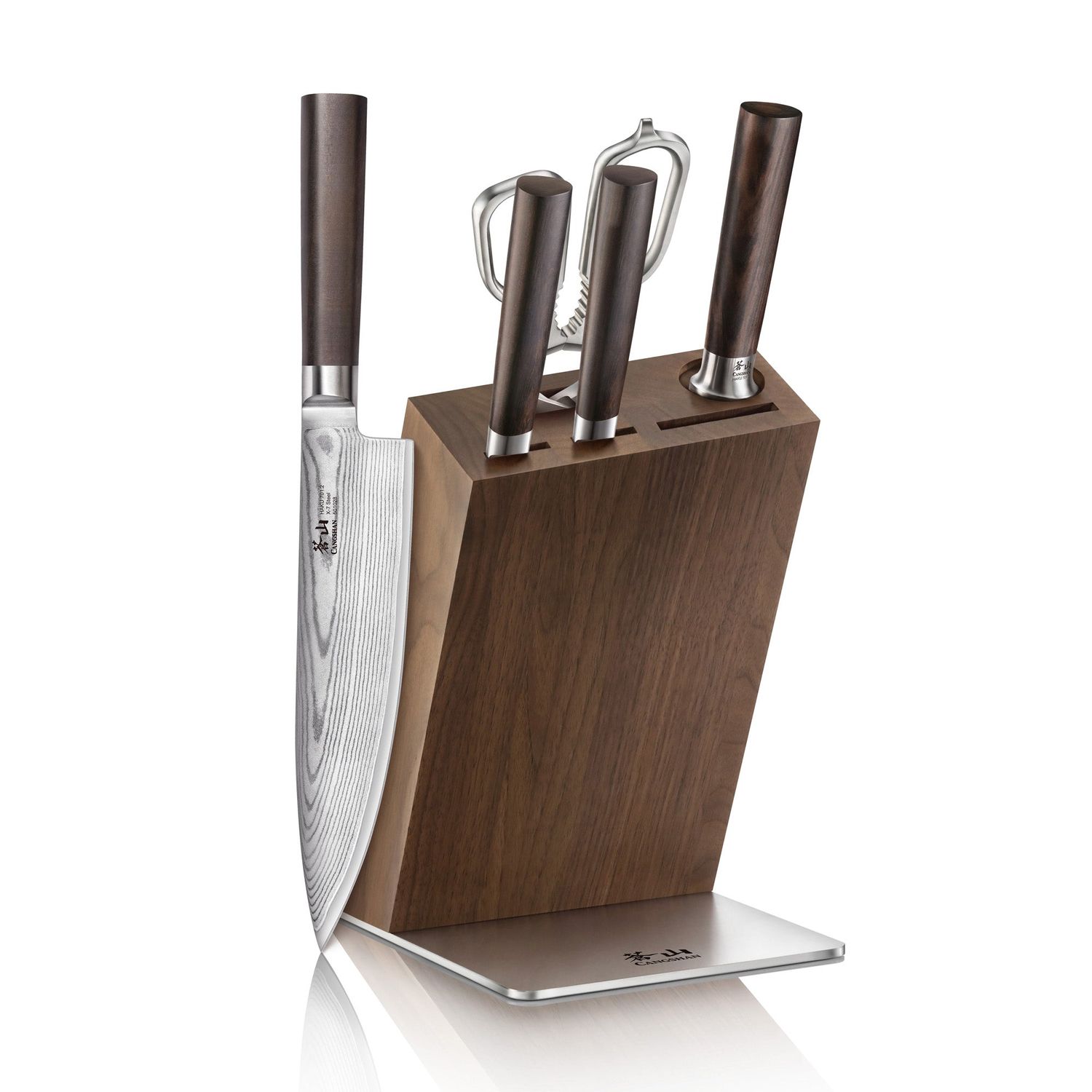HAKU Series 6-Piece Knife Block Set, Forged X-7 Damascus Steel, HUA Walnut Block, 501189 - Retail $379.95