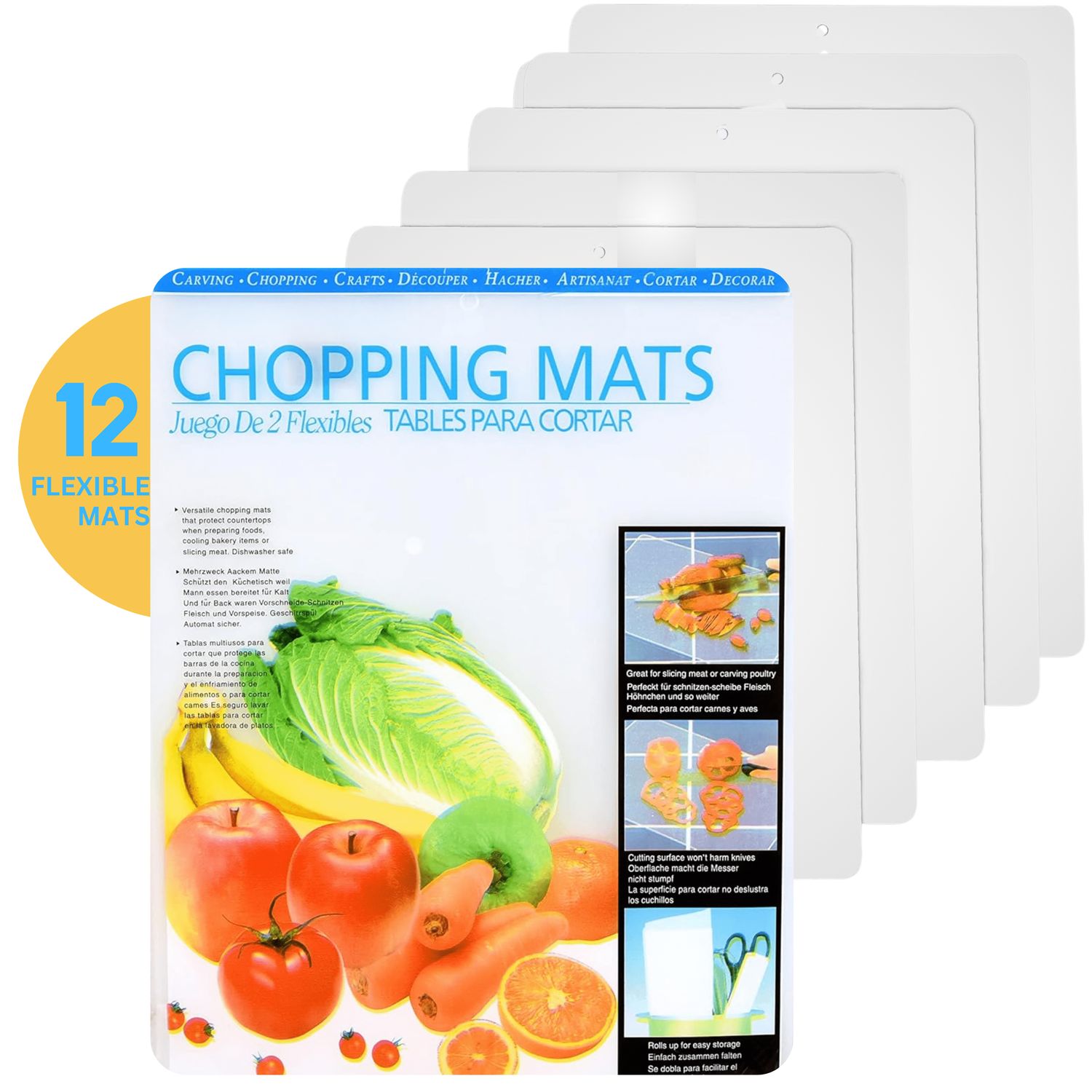42627- Flexible Cutting Board 12x15", 6pc Set - Retail $19.46