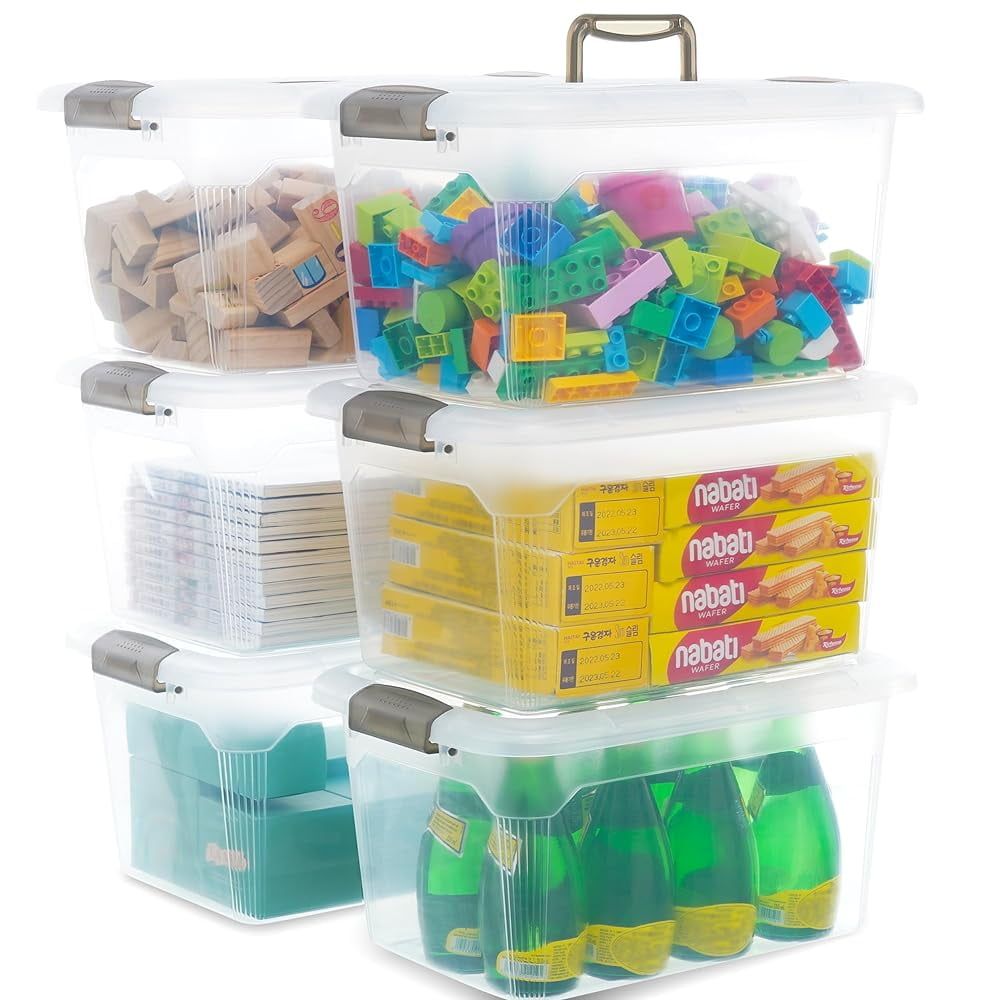 Clear bin with cool grey 11C handle Storage bin Size: