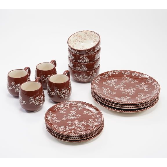 Temptations Floral Lace 16-Piece Essential Dinnerware