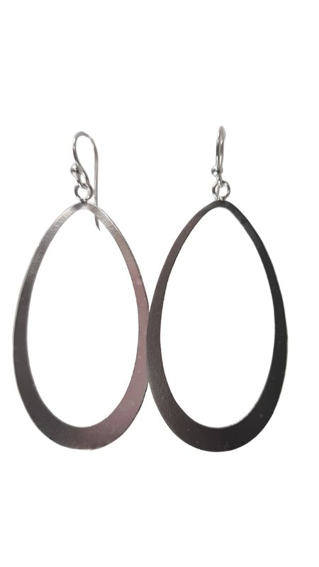 Sterling Silver Oval Dangling Earrings