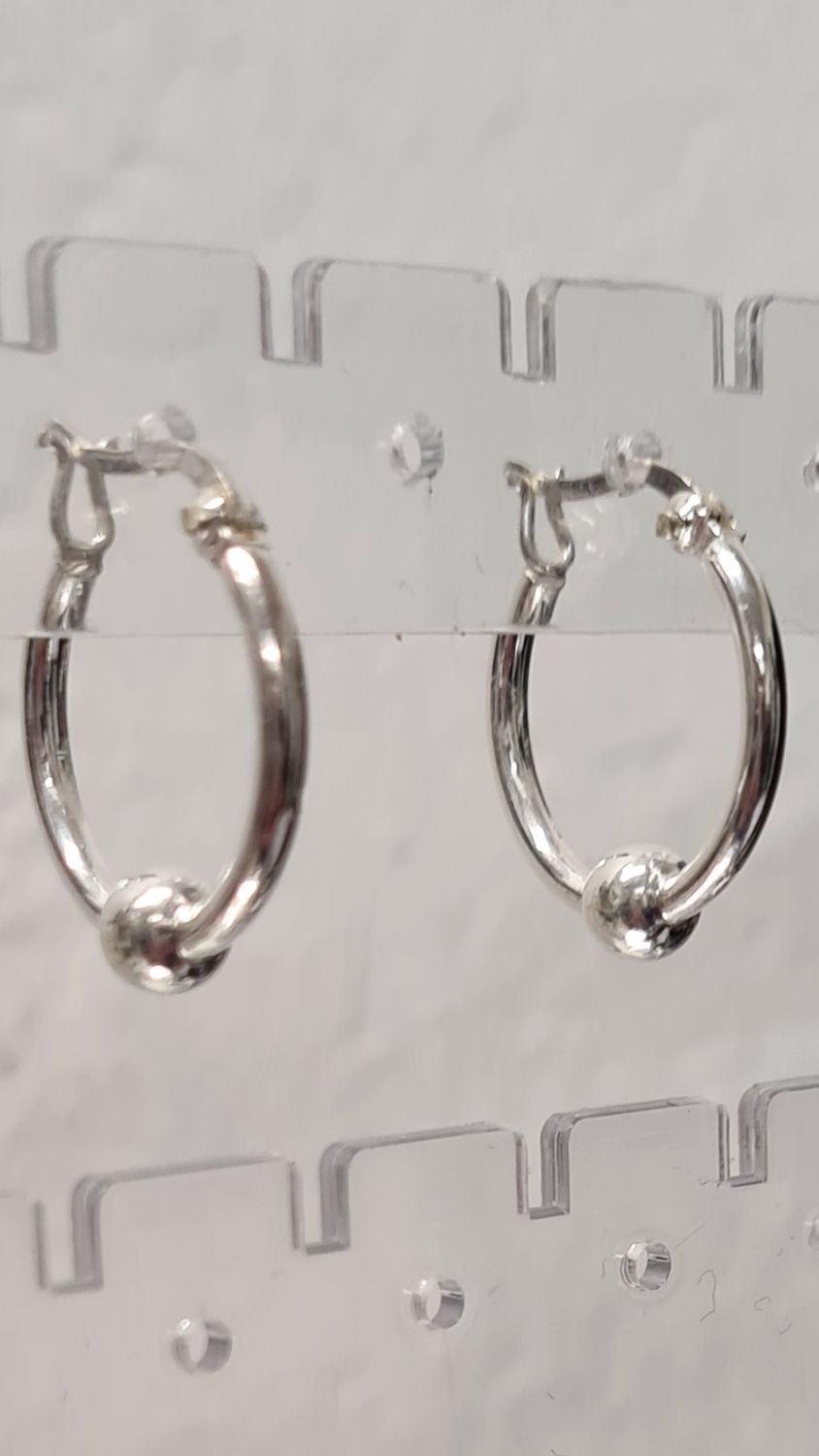 Sterling Silver Hoop Earrings - Ball